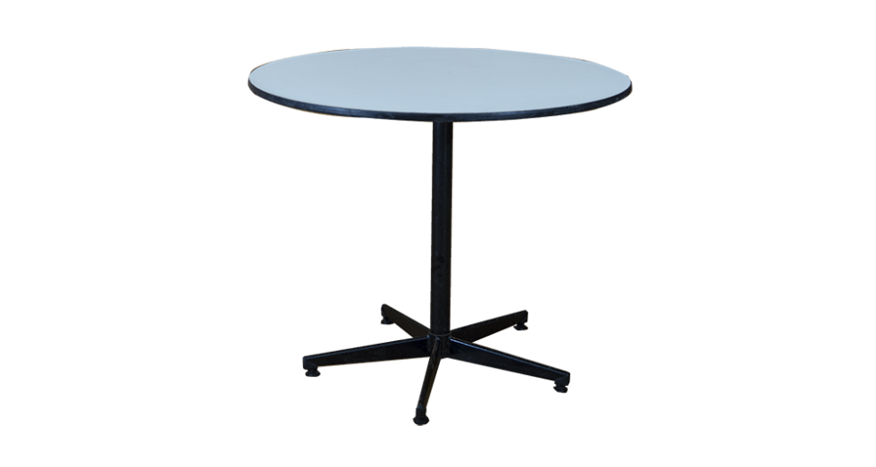 large round white top table black support