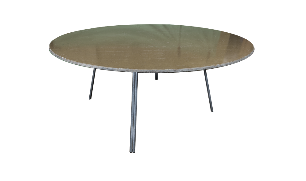 large round wood section table