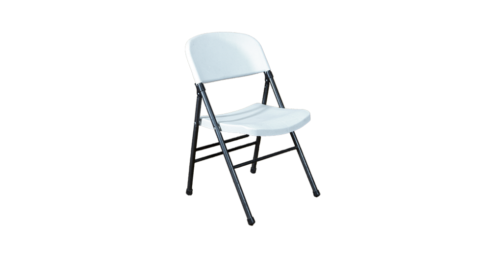 white folding chair black frame